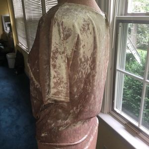 Rose Gold Velvet Blouse with Tie Front